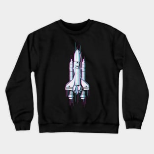 Rocket Spaceship Glitched Crewneck Sweatshirt